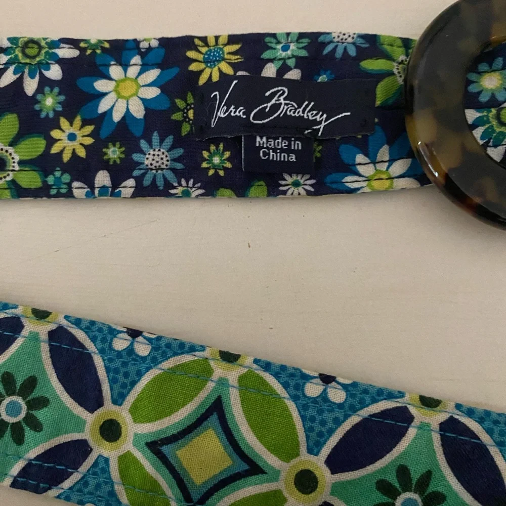 Vera Bradley Patterned Belt - Navy and Lime